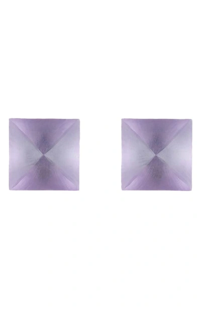 Alexis Bittar Lucite Pyramid Stud Earrings In Mulberry