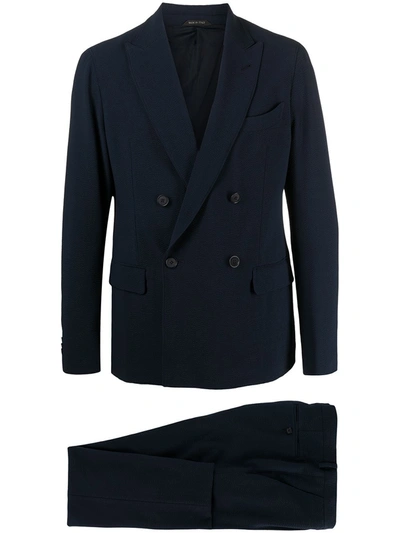 Giorgio Armani Men's Gingham Sihgle-breasted Wool Suit In Navy