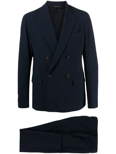 Giorgio Armani Men's Gingham Sihgle-breasted Wool Suit In Blue