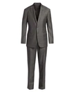 Giorgio Armani Men's Textured Single-breasted Wool Suit In Grey