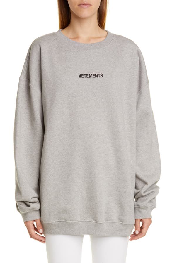 Vetements Tag Detail Logo Sweatshirt In Grey Melange | ModeSens