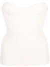 Khaite Ribbed Strapless Top In Neutrals