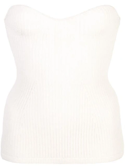 Khaite Ribbed Strapless Top In Neutrals
