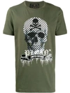 Philipp Plein Textured Skull Print T-shirt In Green