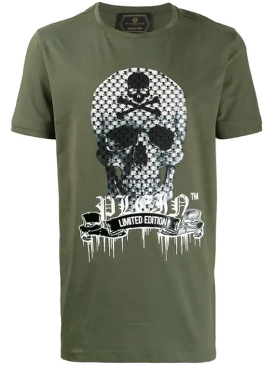 Philipp Plein Textured Skull Print T-shirt In Green