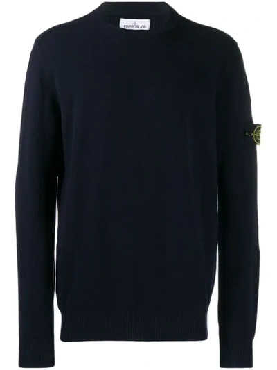 Stone Island Long-sleeve Fitted Sweater In Blue