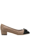 Ferragamo Women's Vara Quilted Leather Block Heel Pumps In Nero