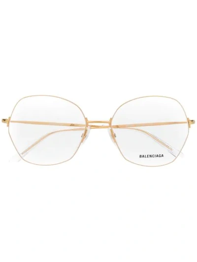 Balenciaga Oversized Geometric Glasses In Gold