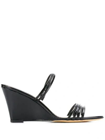 Kalda Strappy Wedge Sandals In Black