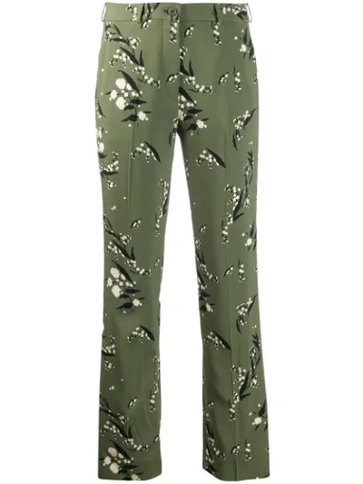 Etro Floral Print Straight Trousers In Green