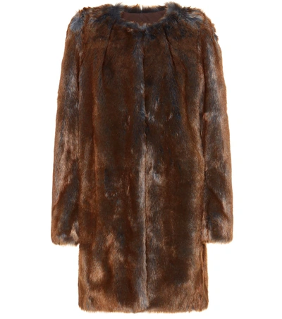 Dries Van Noten Faux Fur Coat In Brown