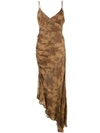 Nicholas Asymmetrical Hem Silk Dress In Brown ,black