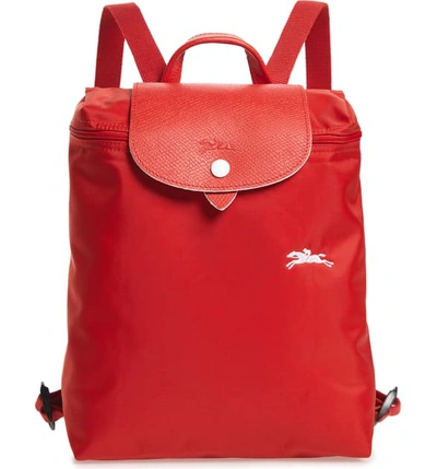 Longchamp Le Pliage Club Backpack - Red In Vermillion