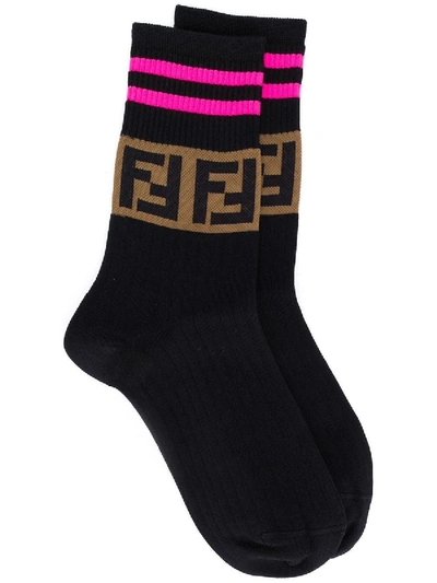 Fendi Ff Logo Sport Socks Black