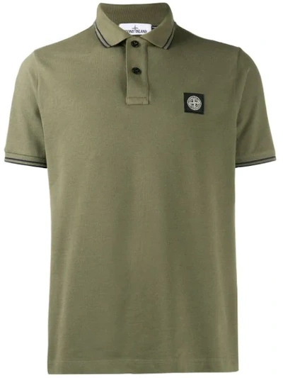 Stone Island Logo Patch Polo Shirt In Green