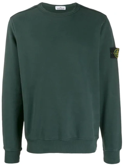 Stone Island Logo Long-sleeve Sweatshirt In Green