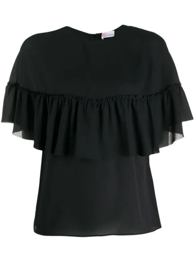 Red Valentino Frilled Tier Top In Black