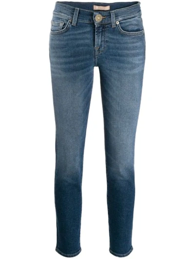 7 For All Mankind Stonewashed Skinny Jeans - Blue