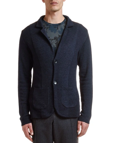 Etro Men's Garment-dyed Knit Cardigan Sweater In Navy