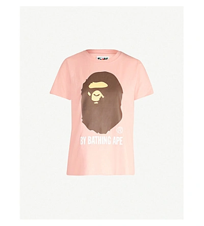 Bape Logo-print Cotton-jersey T-shirt In Pink
