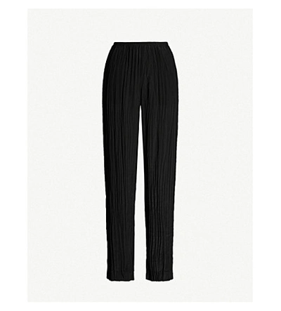 Vince Pleated Satin Trousers In Black