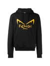 Fendi Printed Cotton Jersey Sweatshirt Hoodie In Black