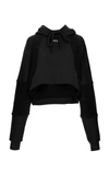 Off-white Contrast Panel Cropped Hooded Sweatshirt In Black