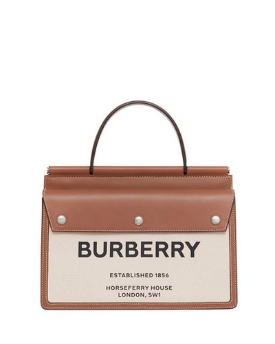 Burberry Logo Canvas & Leather Tote Bag In Neutral