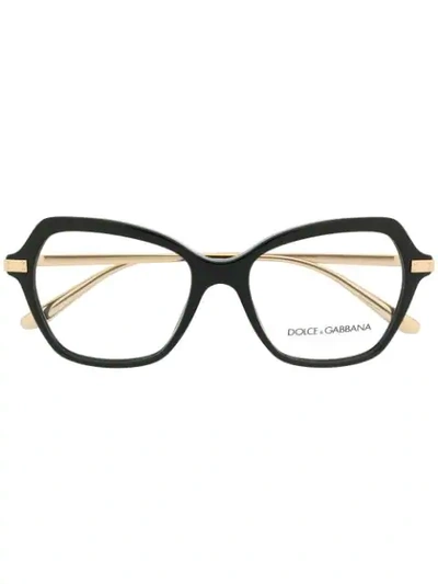 Dolce & Gabbana Oversized Square Glasses In Schwarz