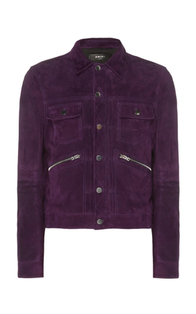 Amiri Suede Wrangler Jacket In Purple