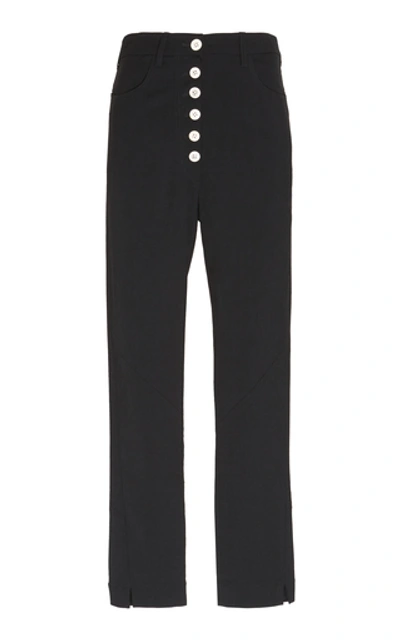 Ann Demeulemeester Button-accented Cady Straight-leg Pants In Black