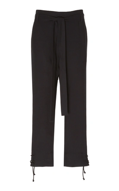 Ann Demeulemeester Belted Cady Cropped Pants In Black