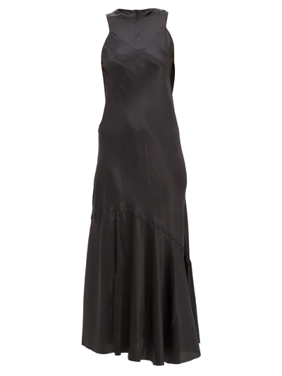 Ann Demeulemeester Asymmetrial Silk-satin Dress In Black