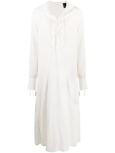 Ann Demeulemeester Lace-up Cotton-blend Shirt Dress In White