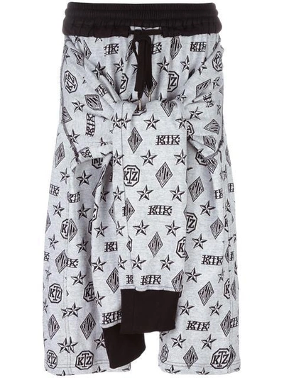 Ktz Jacquard Shorts With Tied Sleeves In White