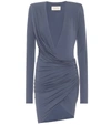 Alexandre Vauthier Ruched Stretch-jersey Mini Dress In Blue