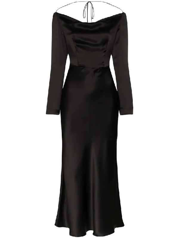 black silk cowl neck dress