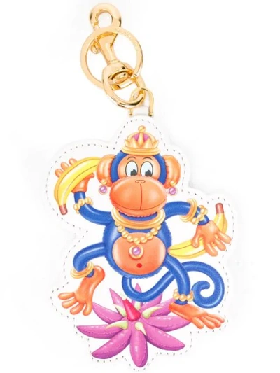 Moschino Crowned Monkey Keyring In White