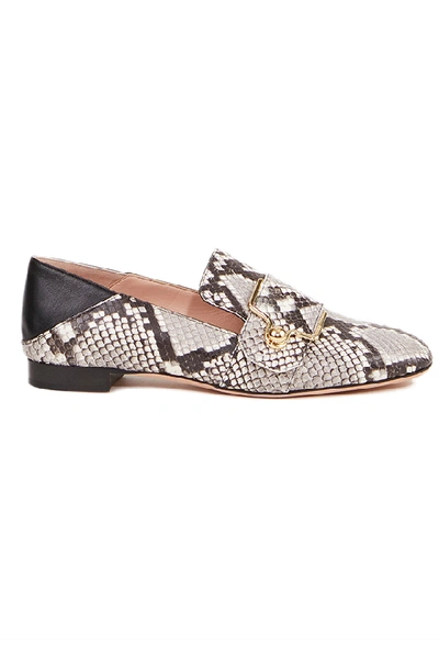 Bally Women's Maelle Snake-embossed Square-toe Loafers In Grey