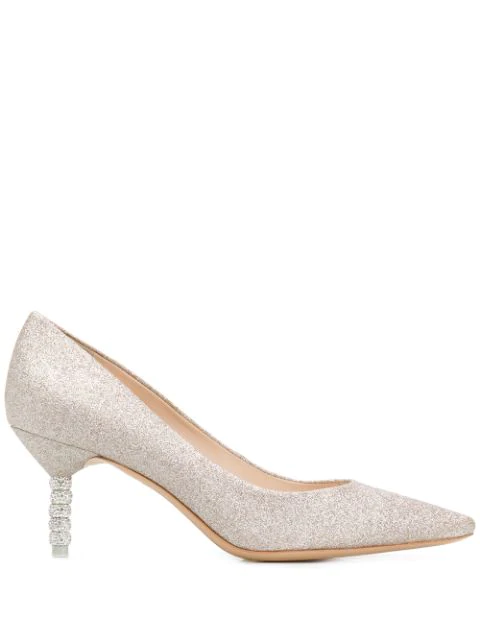 Sophia Webster Coco Embellished-heel Glitter Pumps In Silver | ModeSens