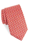 Ferragamo Tiger Silk Classic Tie In F.rosso