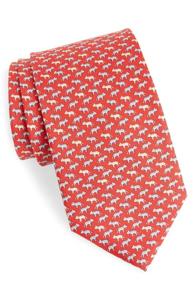 Ferragamo Tiger Silk Classic Tie In F.rosso