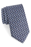 Ferragamo Tiger Silk Classic Tie In F.navy/ Grey