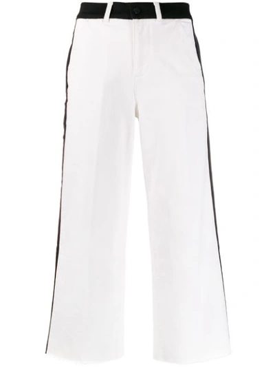 Frame Ali Color-block Wide Crop Jeans In Off White Multi In White ,black