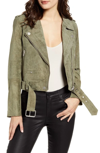 Blanknyc Suede Moto Jacket In Burnt Sage