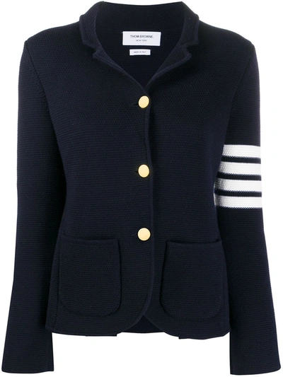 Thom Browne Navy Link Stitch 4-bar Classic Blazer In Blue