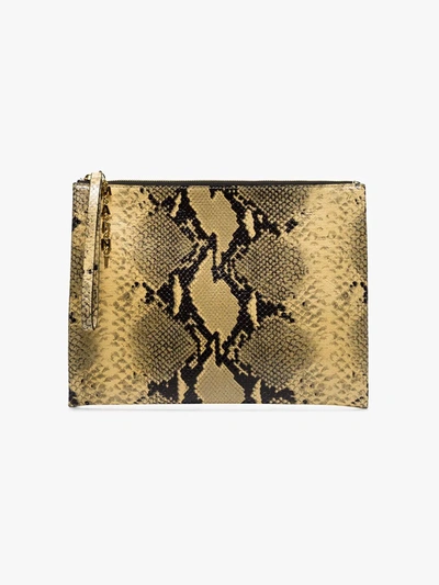 Marni Snakeskin Effect Clutch Bag In Neutrals