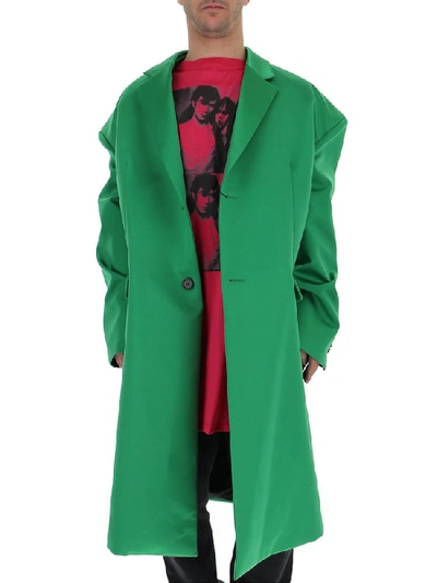 Raf Simons Oversized Single Breasted Coat In Green