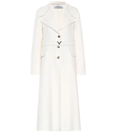 Valentino Single-breasted Wide-lapel Cashmere Coat In Ivory