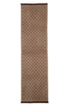 Gucci Gg Jacquard Wool Scarf In Lt.brwn/ Dk.brown